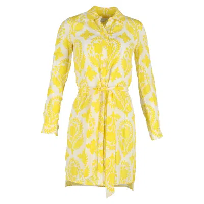 Diane Von Furstenberg Vera Printed Shirt Dress In Yellow Silk