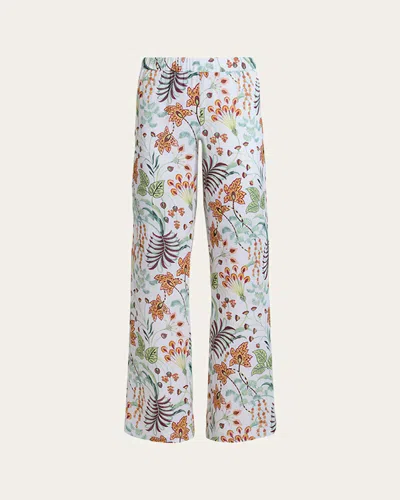 Diane Von Furstenberg Verick Floral-print Chiffon Pants In Blue