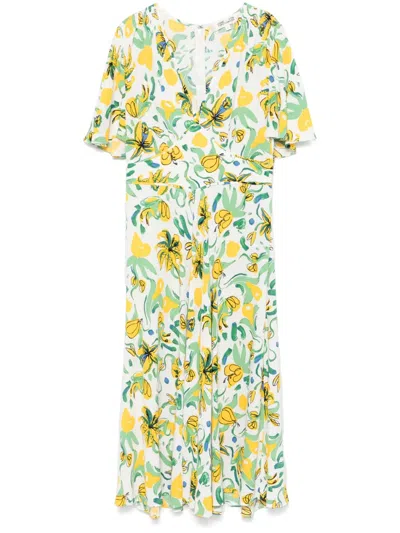 Diane Von Furstenberg Vibeke Printed Crepe Midi Dress In Brown