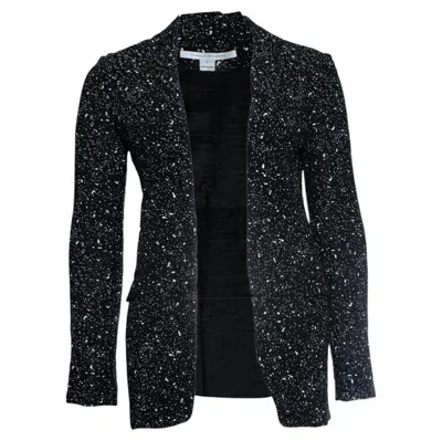 Pre-owned Diane Von Furstenberg , Vint Galaxy Crepe Blazer In Black