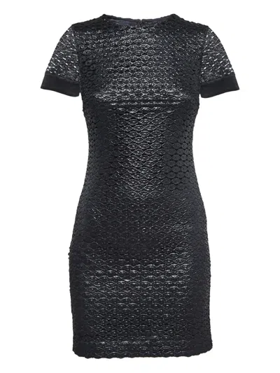 Pre-owned Diane Von Furstenberg Vintage 2023 Short-sleeves Textured Dress In Black