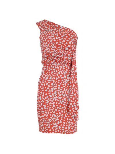 Pre-owned Diane Von Furstenberg Vintage Agatha One-shoulder Dress In Red