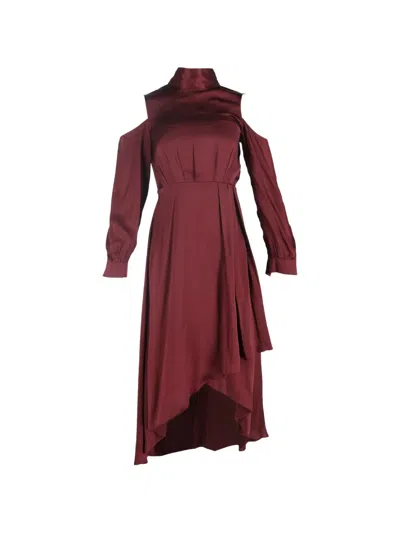 Pre-owned Diane Von Furstenberg Vintage Asymmetric Cut-out Silk Dress In Red