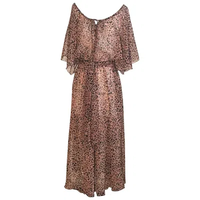 Pre-owned Diane Von Furstenberg Vintage Black Pink Floral Print Sheer Dress Boho, 1980s