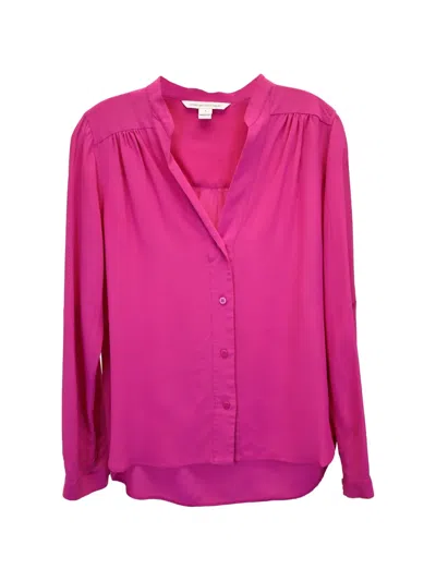 Pre-owned Diane Von Furstenberg Vintage Button-up Long-sleeve Shirt In Pink