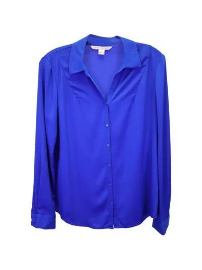 Pre-owned Diane Von Furstenberg Vintage Buttoned Blouse In Blue