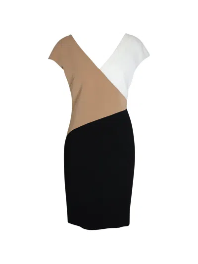 Pre-owned Diane Von Furstenberg Vintage Colourblock V-neck Dress In Black