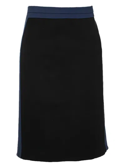 Pre-owned Diane Von Furstenberg Vintage Contrast Panel Skirt In Black