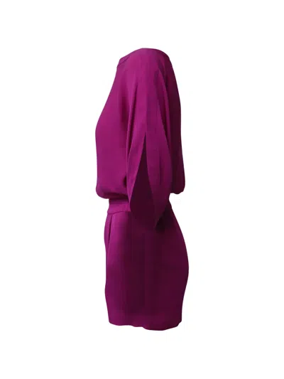 Pre-owned Diane Von Furstenberg Vintage Crew-neck Silk Romper In Purple