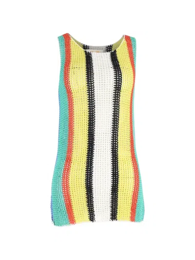 Pre-owned Diane Von Furstenberg Vintage Crochet-knit Vest In Yellow