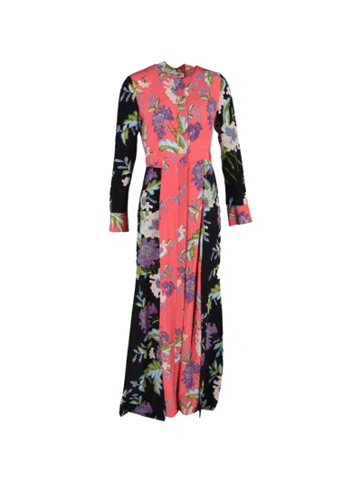 Pre-owned Diane Von Furstenberg Vintage Curzon Printed Maxi Dress In Black