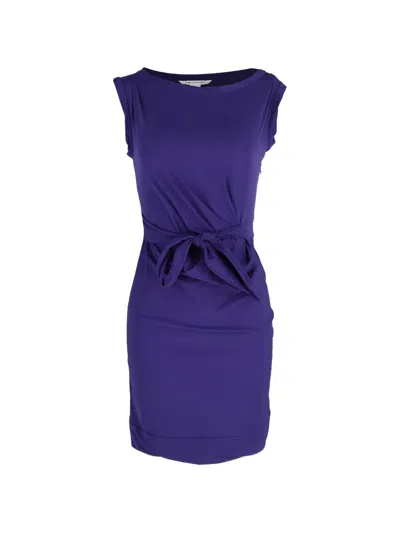 Pre-owned Diane Von Furstenberg Vintage Della Tie-waist Mini Dress In Purple