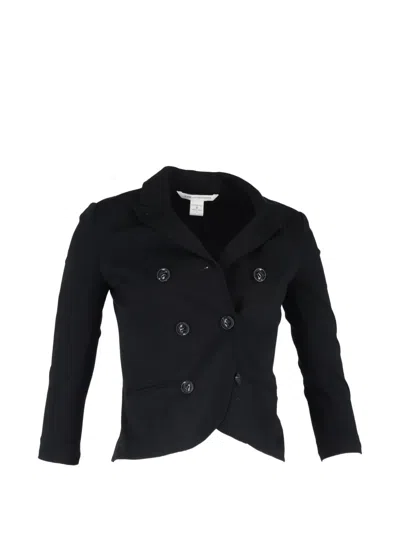 Pre-owned Diane Von Furstenberg Vintage Double-breasted Button Blazer In Black