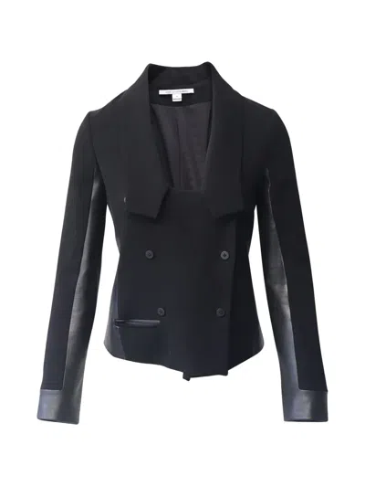Pre-owned Diane Von Furstenberg Vintage Double-breasted Cropped Blazer In Black