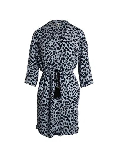 Pre-owned Diane Von Furstenberg Vintage Drawstring-waist Printed Mini Dress In Blue