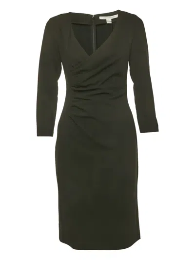 Pre-owned Diane Von Furstenberg Vintage Elliana Draped Midi Dress In Black