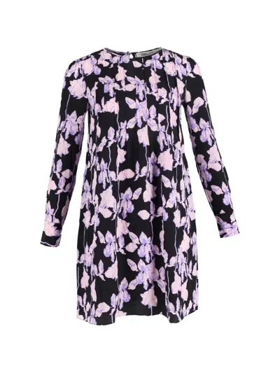 Pre-owned Diane Von Furstenberg Vintage Floral-print Dress In Black