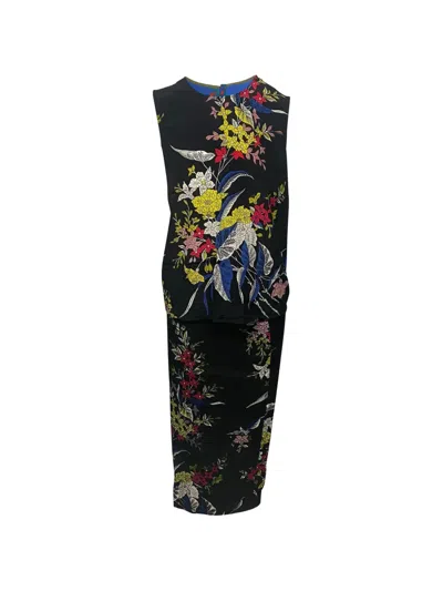 Pre-owned Diane Von Furstenberg Vintage Floral Print Dress In Black