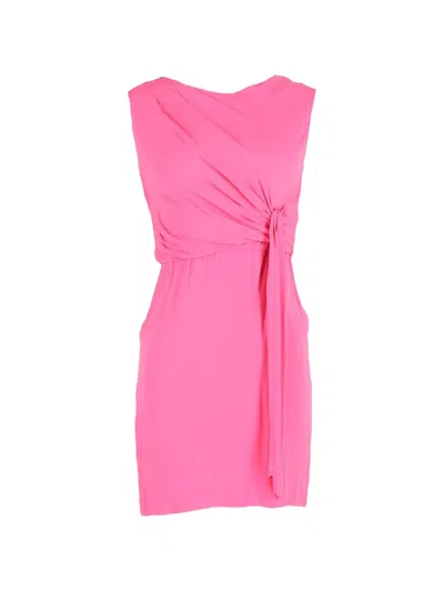 Pre-owned Diane Von Furstenberg Vintage Front-tie Draped Mini Dress In Pink
