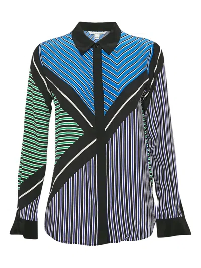 Pre-owned Diane Von Furstenberg Vintage Geometric-pattern Shirt In Black