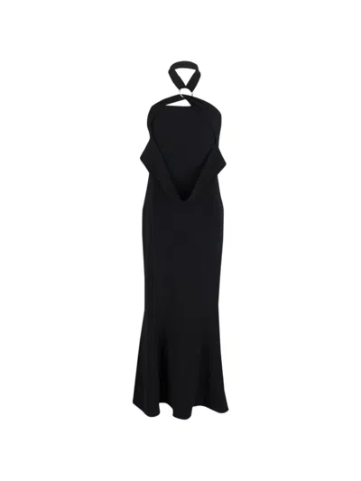 Pre-owned Diane Von Furstenberg Vintage Halter-neck Dress In Black