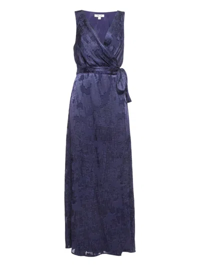Pre-owned Diane Von Furstenberg Vintage Jacquard Wrap Dress In Purple