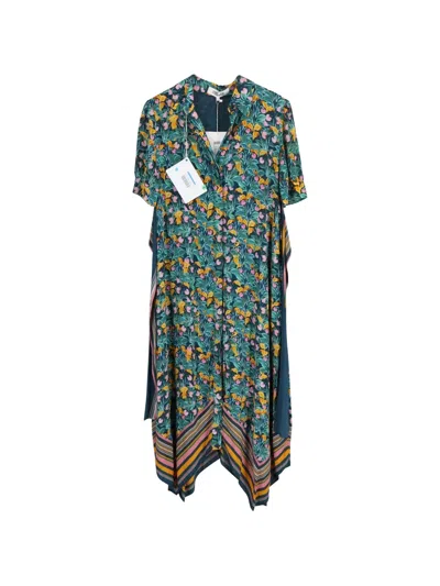 Pre-owned Diane Von Furstenberg Vintage Kendyl Belted Print Dress In Green