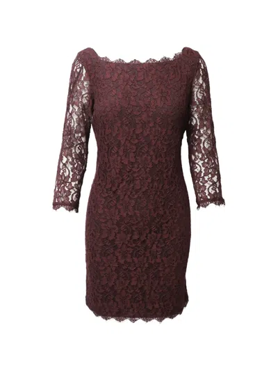 Pre-owned Diane Von Furstenberg Vintage Lace-detail Zip Midi Dress In Red