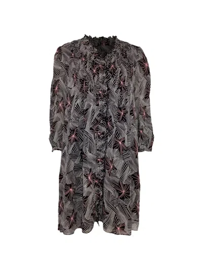 Pre-owned Diane Von Furstenberg Vintage Layla Graphic Mini Dress In Black