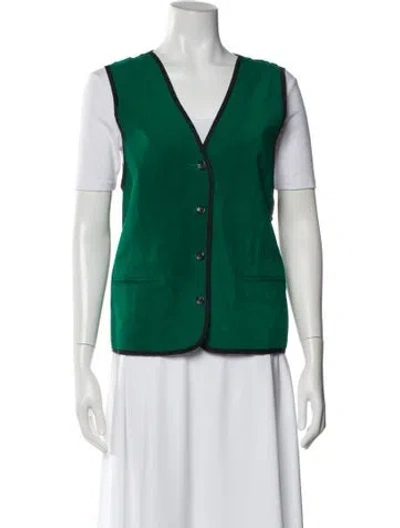 Pre-owned Diane Von Furstenberg Vintage Leather Vest In Green