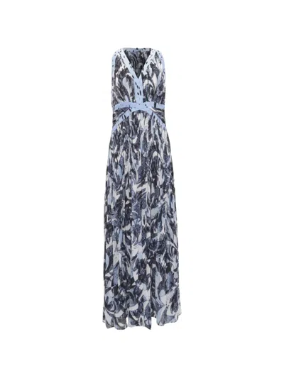 Pre-owned Diane Von Furstenberg Vintage Levada Printed Maxi Dress In Blue