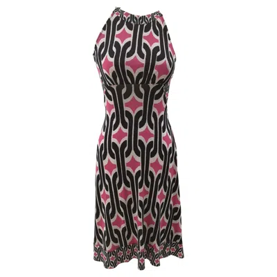 Pre-owned Diane Von Furstenberg Vintage Multicolored Dress Size S, 1990s In Black