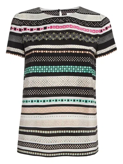 Pre-owned Diane Von Furstenberg Vintage Pattern-embellishment Silk T-shirt In Multi