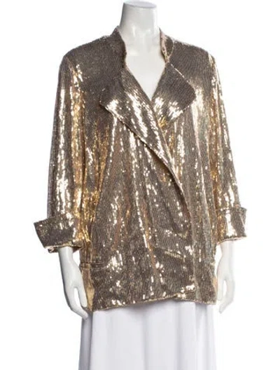 Pre-owned Diane Von Furstenberg Vintage Patterned Evening Jacket In Gold