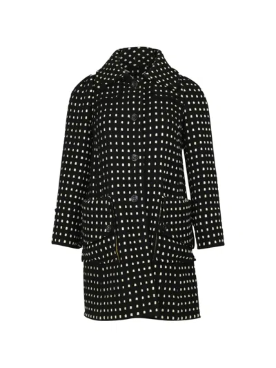 Pre-owned Diane Von Furstenberg Vintage Polka Dot Trench Coat In Black