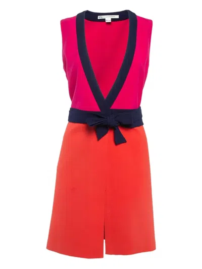 Pre-owned Diane Von Furstenberg Vintage  V-neck Midi Dress In Pink