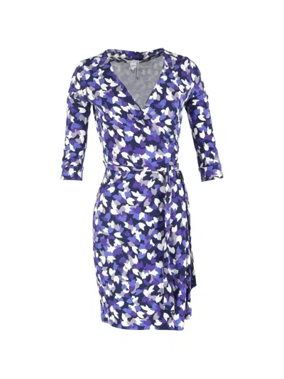 Pre-owned Diane Von Furstenberg Vintage Printed Mini Dress In Purple