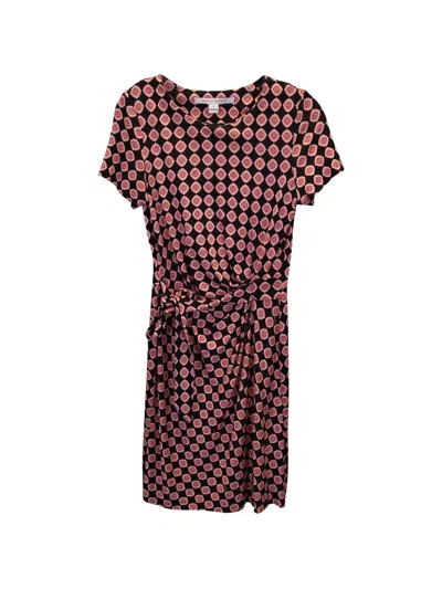 Pre-owned Diane Von Furstenberg Vintage Printed Short-sleeve Dress In Black