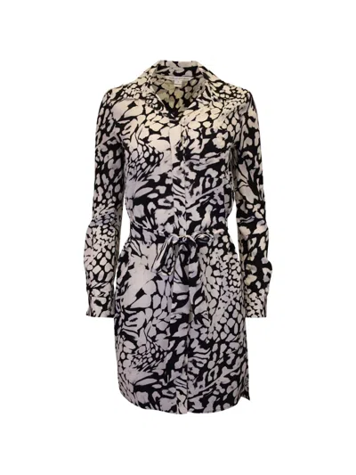 Pre-owned Diane Von Furstenberg Vintage Prita Tied-waist Shirt Dress In White