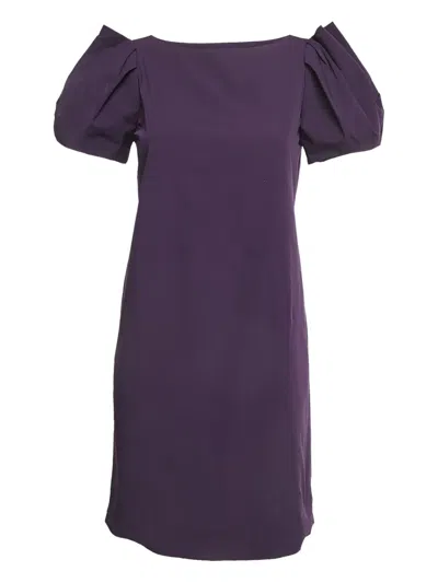 Pre-owned Diane Von Furstenberg Vintage Puff-sleeve Dress In Purple