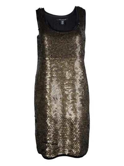 Pre-owned Diane Von Furstenberg Vintage Sequin-embellished Sleeveless Dress In Yellow