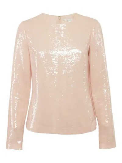 Pre-owned Diane Von Furstenberg Vintage Sequinned Long-sleeve Top In Pink