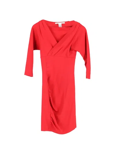 Pre-owned Diane Von Furstenberg Vintage Sheath V-neck Mini Dress In Red