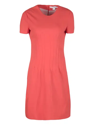 Pre-owned Diane Von Furstenberg Vintage Short-sleeves Midi Dress In Orange