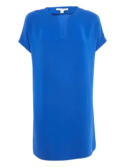 Pre-owned Diane Von Furstenberg Vintage Short-sleeves Mini Dress In Blue