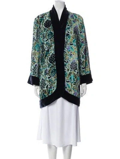 Pre-owned Diane Von Furstenberg Vintage Silk Assets Robe In Multi