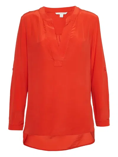 Pre-owned Diane Von Furstenberg Vintage Silk V-neck Blouse In Red