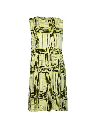 Pre-owned Diane Von Furstenberg Vintage Sleeveless Checked Mini Dress In Yellow