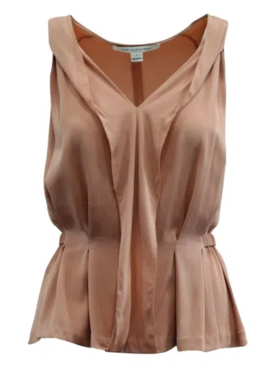 Pre-owned Diane Von Furstenberg Vintage Sleeveless Peplum Blouse In Pink