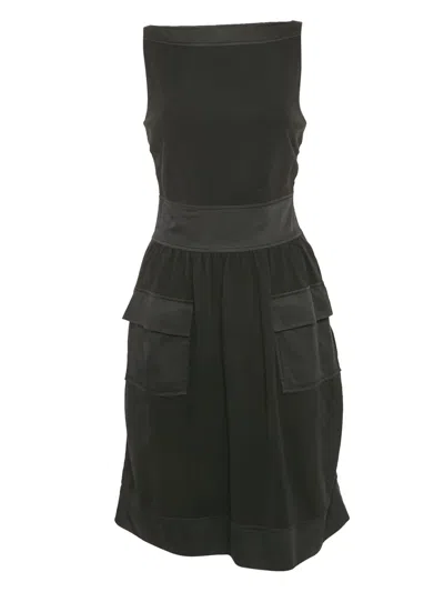 Pre-owned Diane Von Furstenberg Vintage Sleeveless Pocket Dress In Black